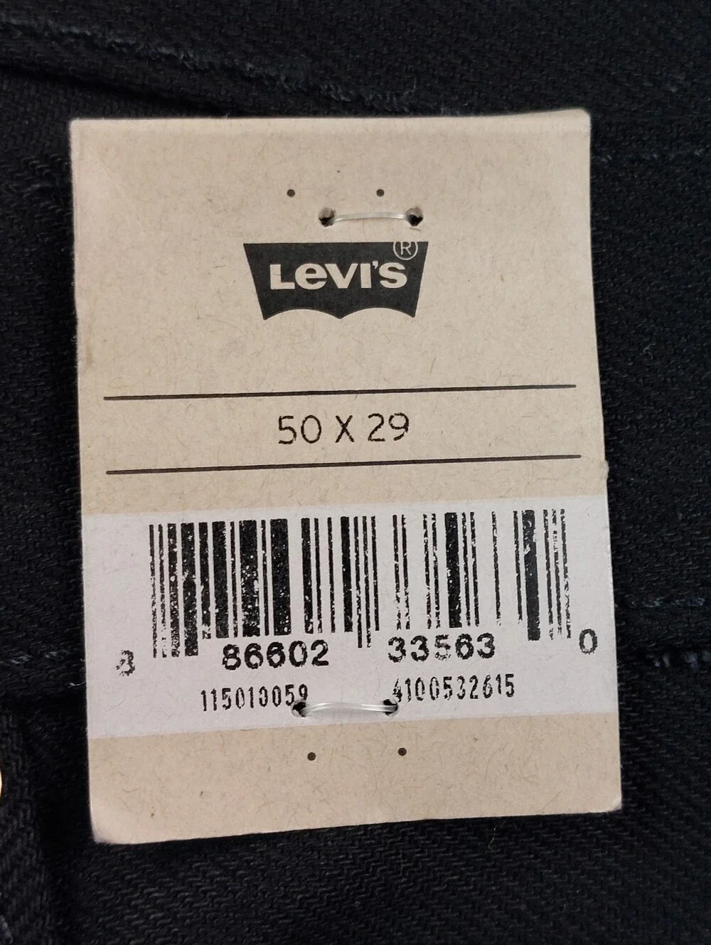 Levis Button Fly 501 Jeans Mens 50x29 (51x29) Original Black Denim NWT $69.50